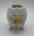 Vintage Lefton Porcelain Egg-Shaped Footed Vase with Floral Details